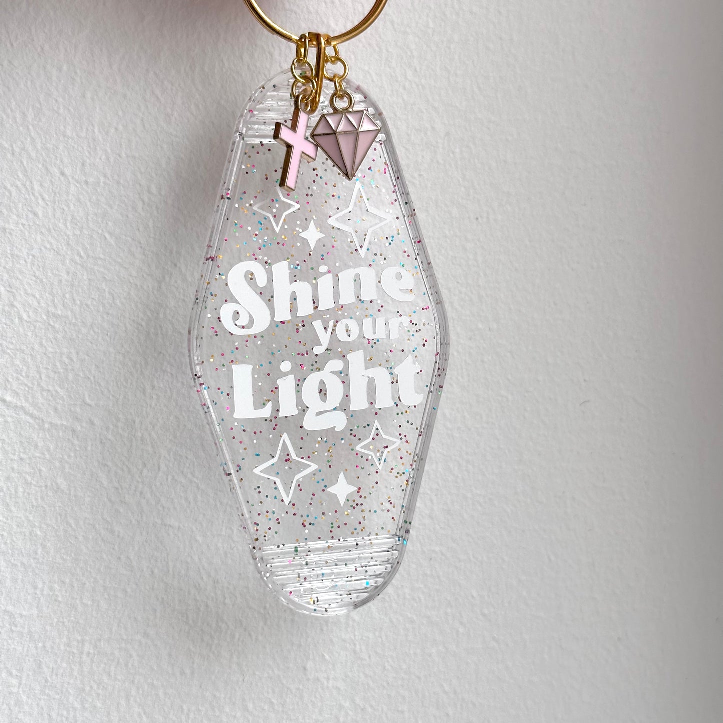 Shine your Light, Rainbow Glitter Clear Keychain