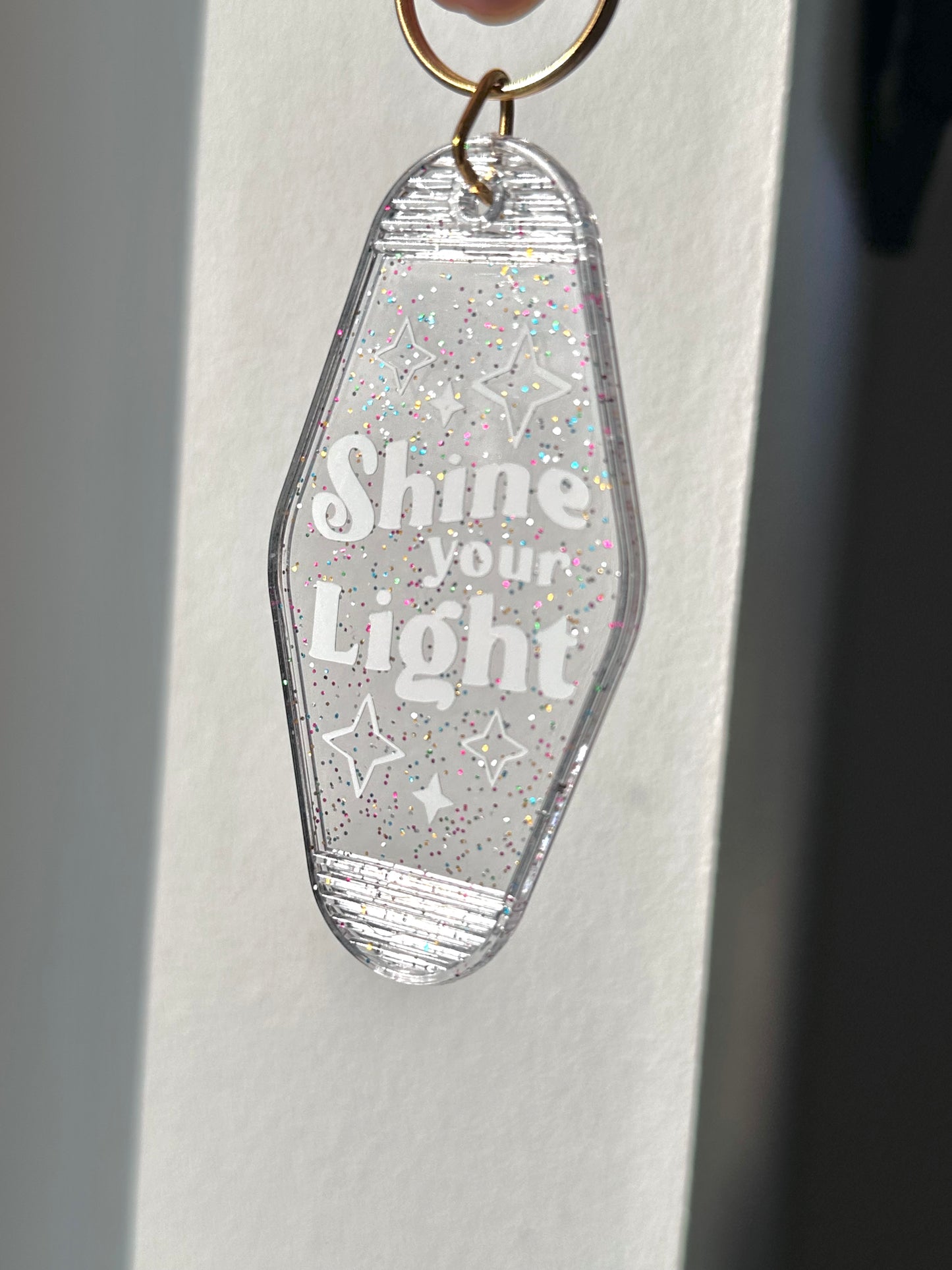 Shine your Light, Rainbow Glitter Clear Keychain